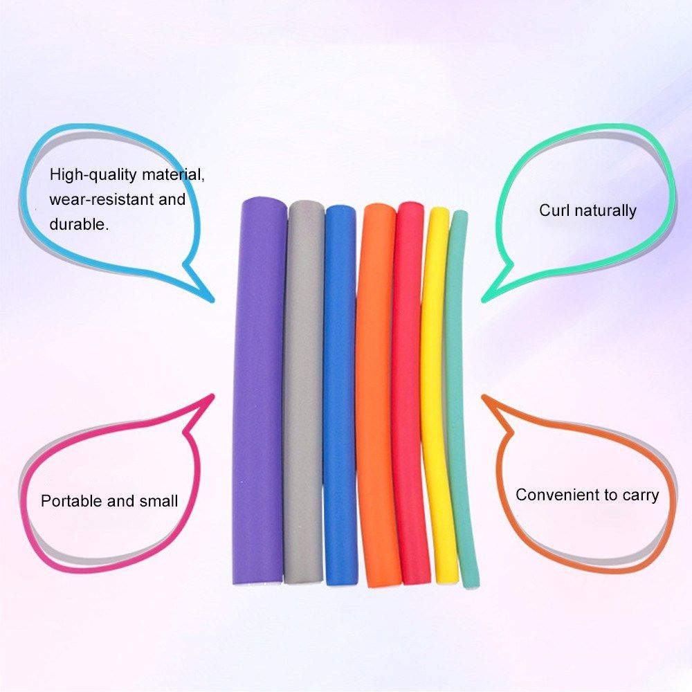 42Pcs 7 Size Hair Rollers Durable Rubber Curler Rods Set
