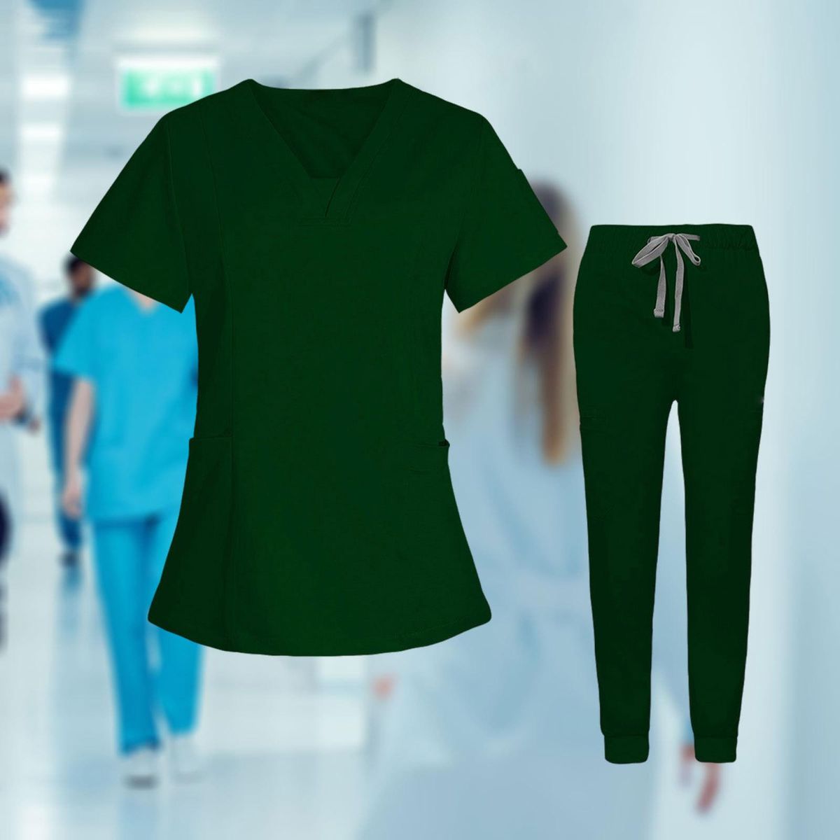 Nurse Work Clothing Nursing Uniform Scrubs Work Dark Green