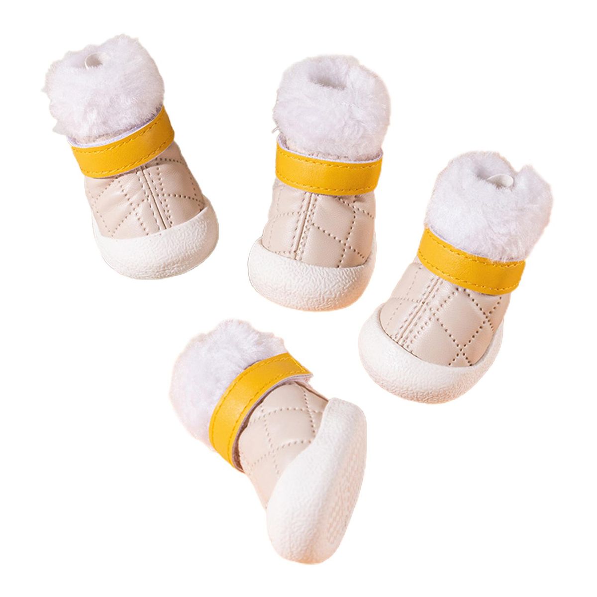 4Pcs Pet Booties Puppy Snow Anti-slip Boots Pet Paw Protector Beige