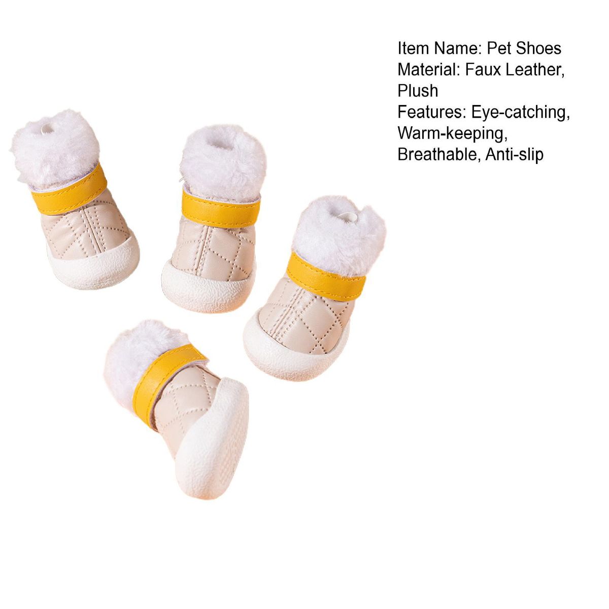 4Pcs Pet Booties Puppy Snow Anti-slip Boots Pet Paw Protector Beige