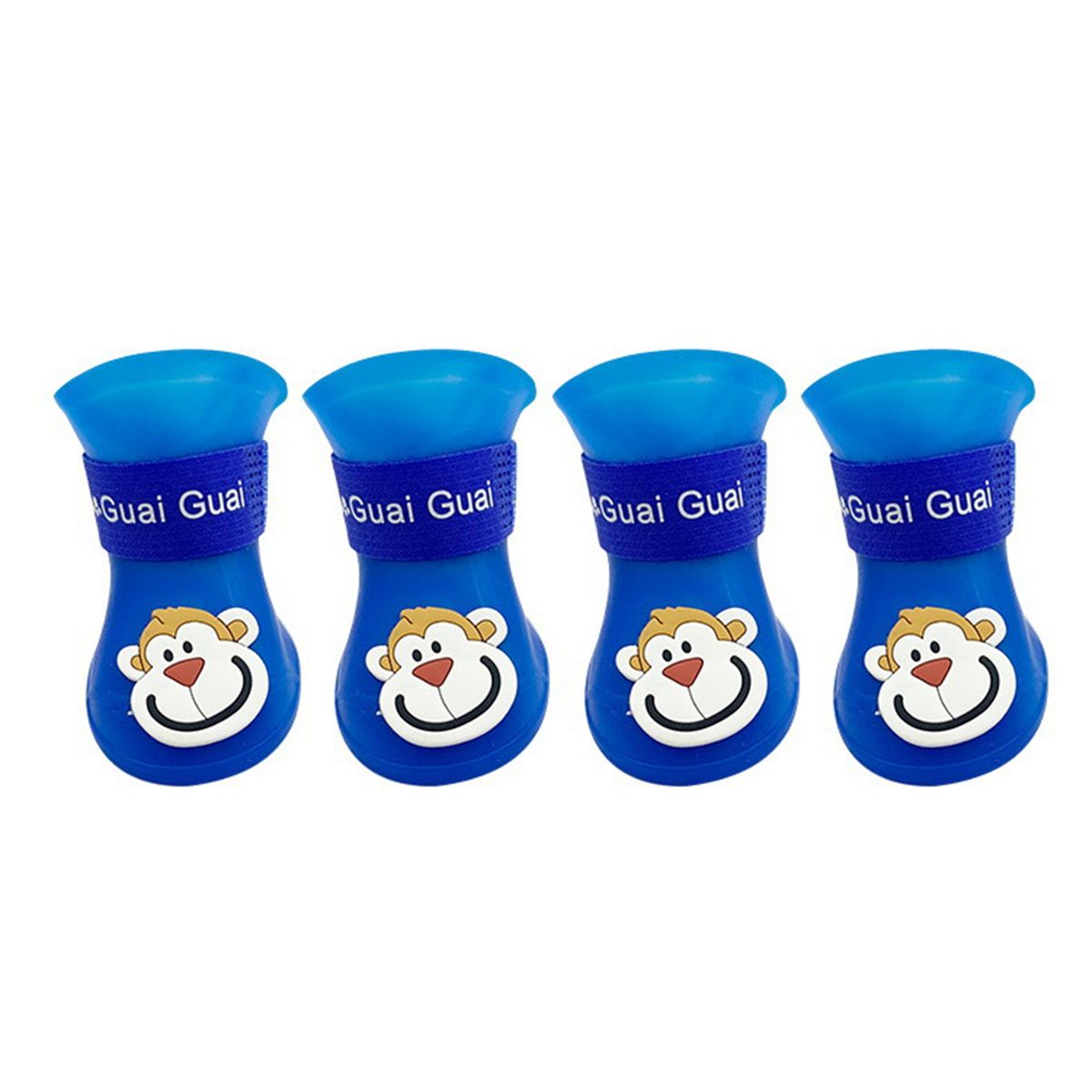 4Pcs Puppy Rain Shoes Cartoon Patter Bright Color Pet Rain Boots Blue