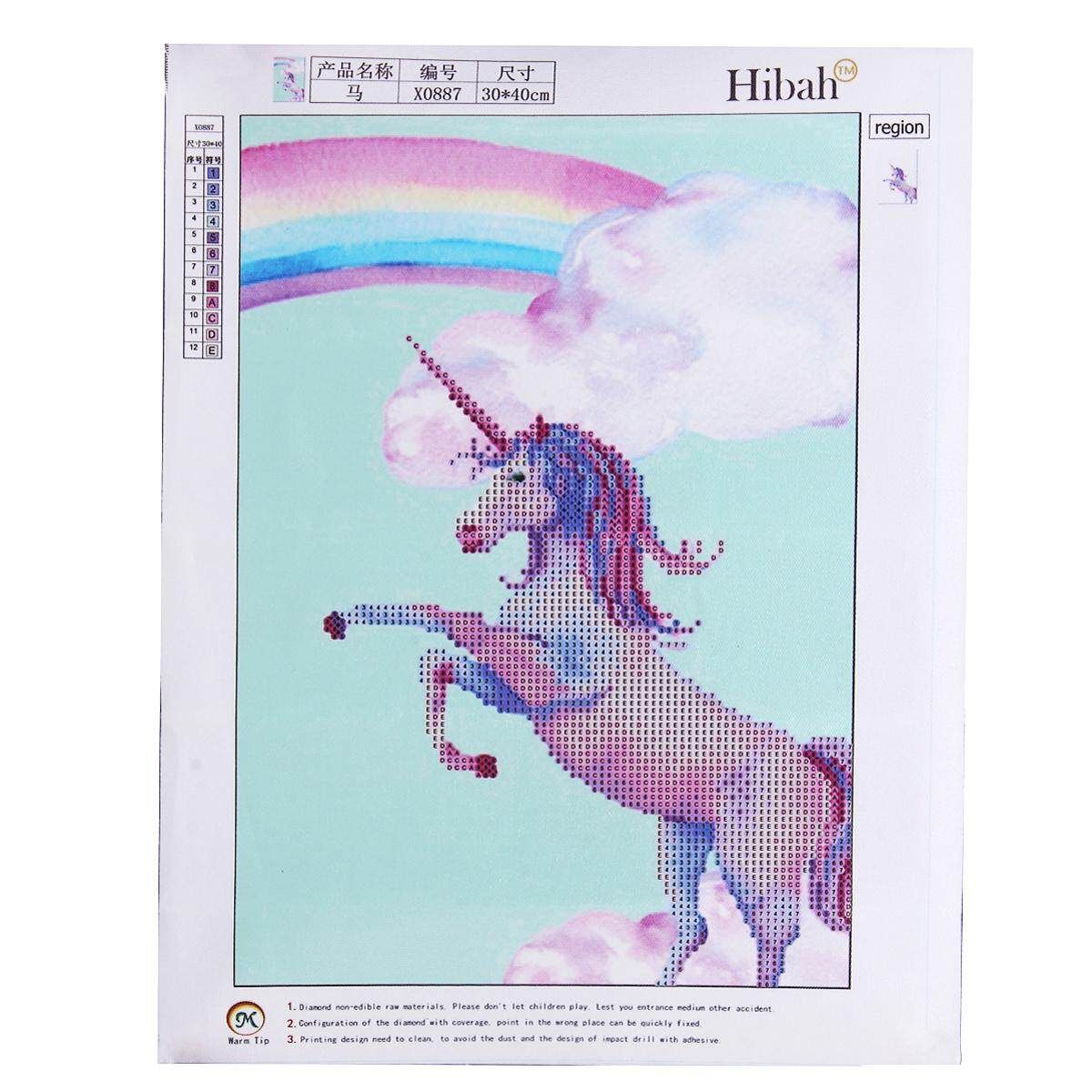 Cartoon Pink Unicorn Canvas Poster Pegasus Frameless Diamond Rainbow Horse B