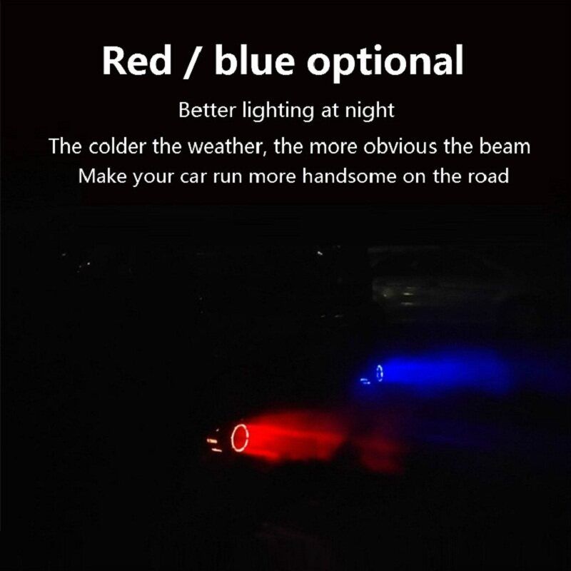 Stainless Steel Straight Edge 63mm Luminous Tail Throat LED Car Exhaust Pipe Head [Black]