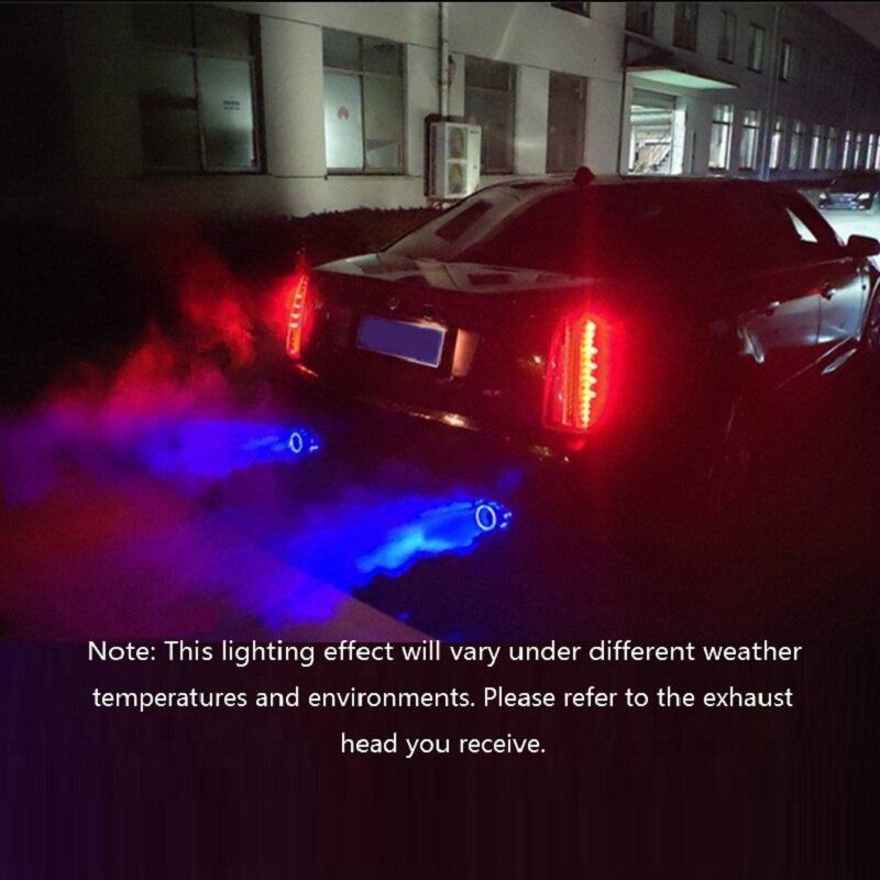 Stainless Steel Straight Edge 63mm Luminous Tail Throat LED Car Exhaust Pipe Head [Black]