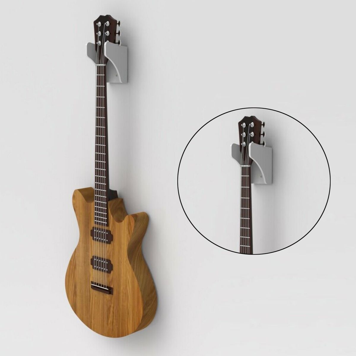 Wall Mounted Guitar Hanger Stand For Hanging Guitar Save Space White