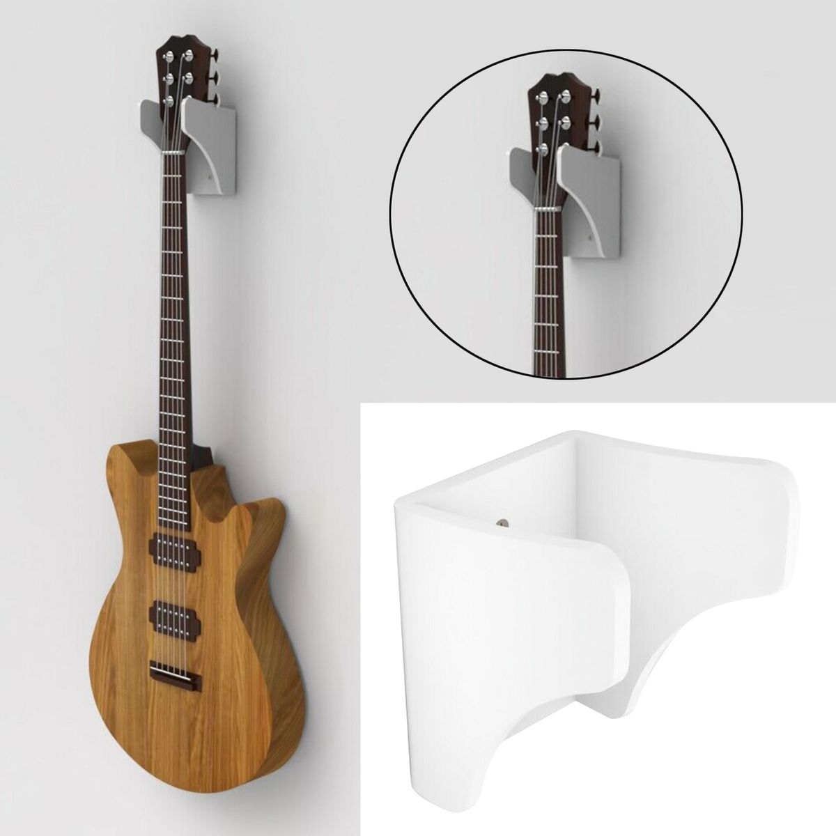 Wall Mounted Guitar Hanger Stand For Hanging Guitar Save Space White