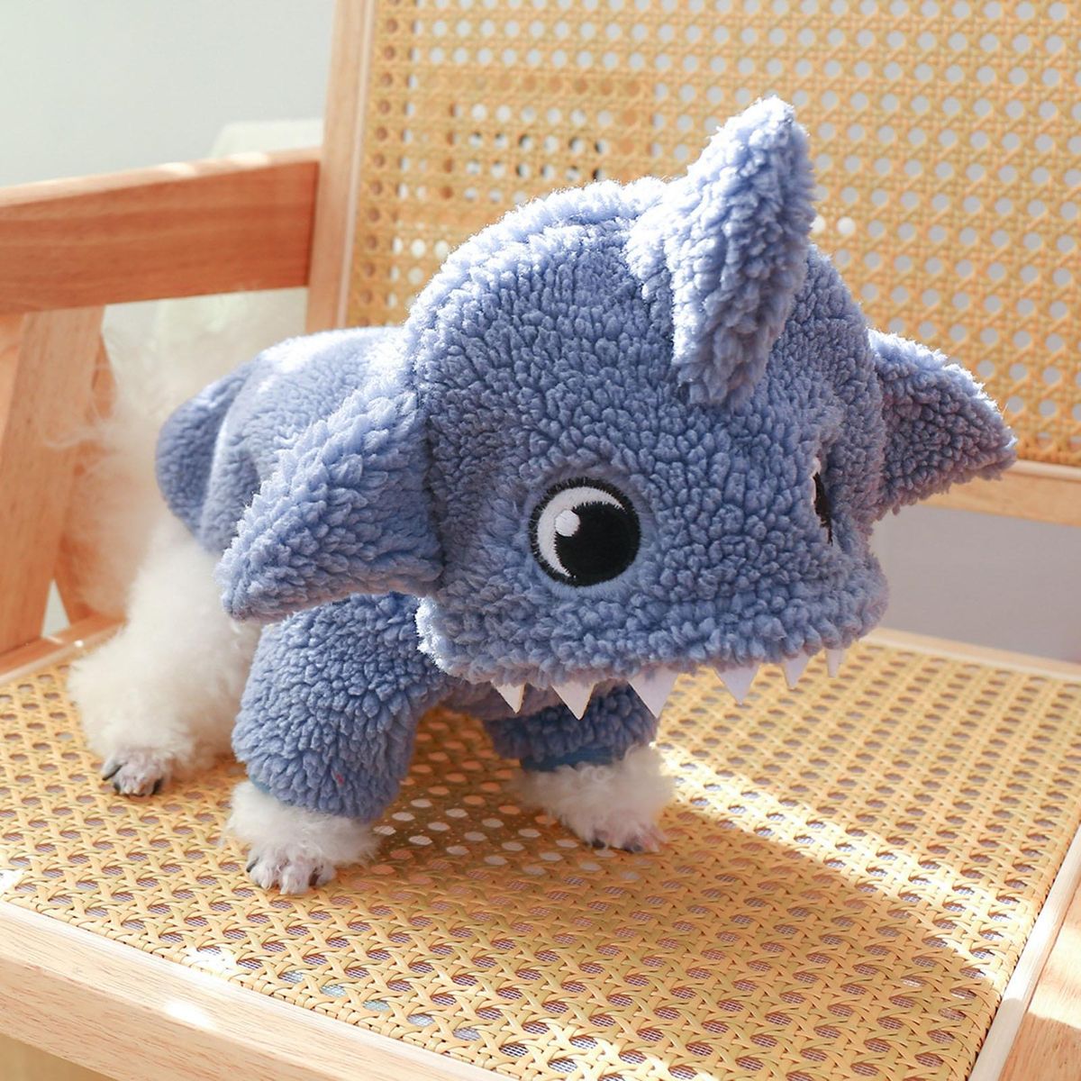 Travel Dog Costume Cozy Shark Sweatshirt with Hat Stylish Pet for Wear Blue