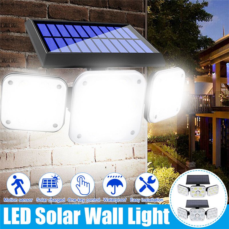 Solar Panel 300W 138LED/COB Street Light Waterproof IP65 PIR Motion Sensor 3Modes Wall Lamp Outdoor Garden Front Door Backyard Landscape Decor Park Security 138LED