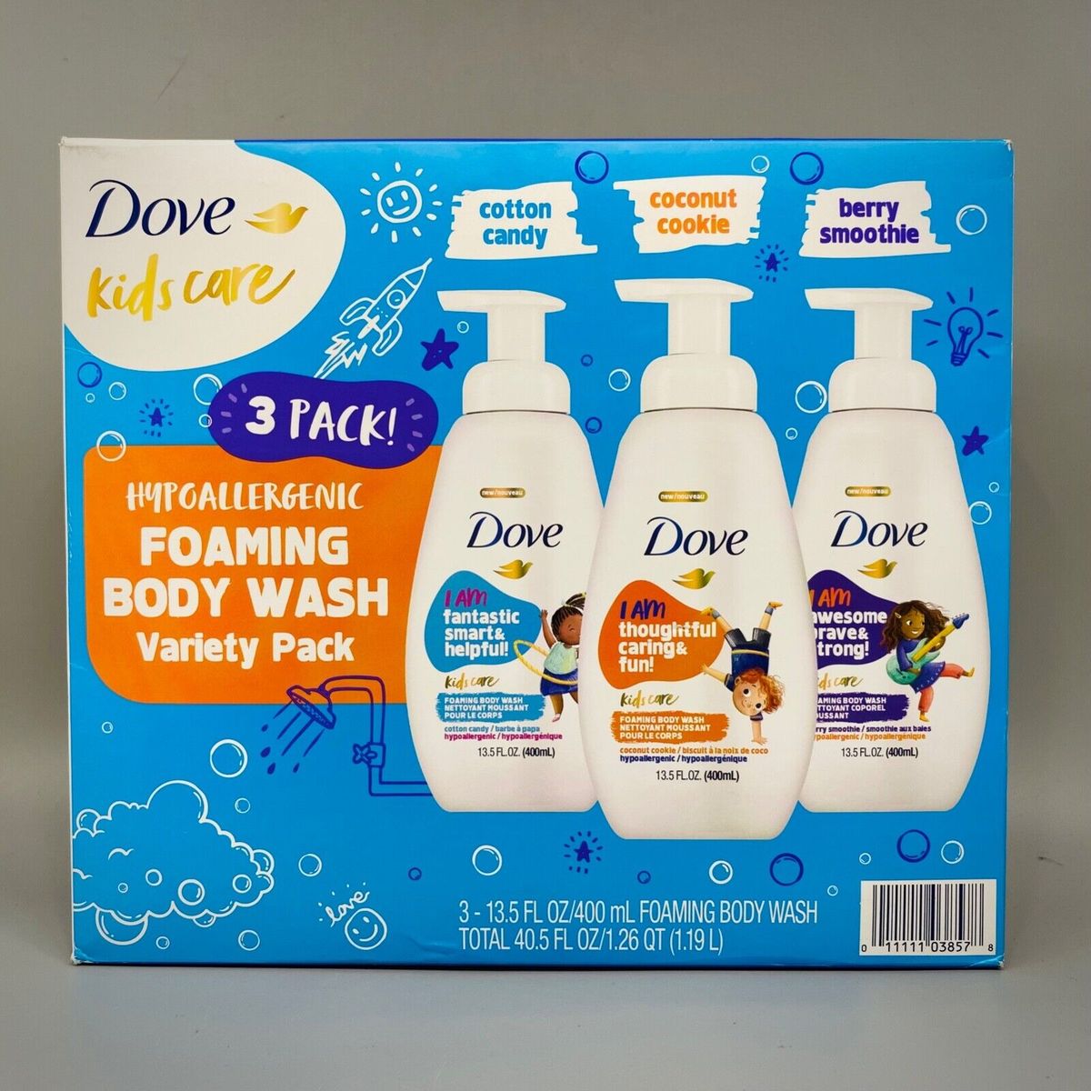 Kids Care Hypoallergenic Foaming Body Wash, 3pk X 400ml