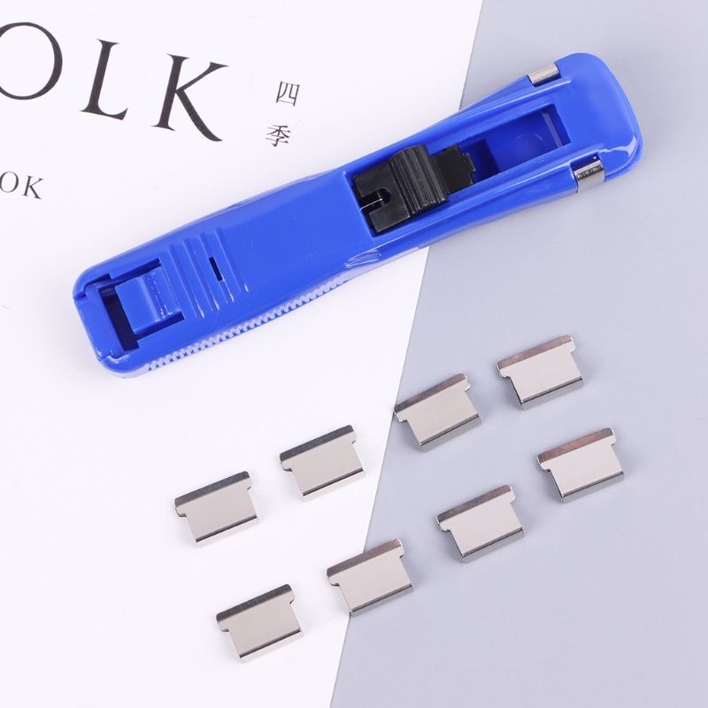 9pcs Clips1pc Dispenser Mini Metal Paper Clipper P