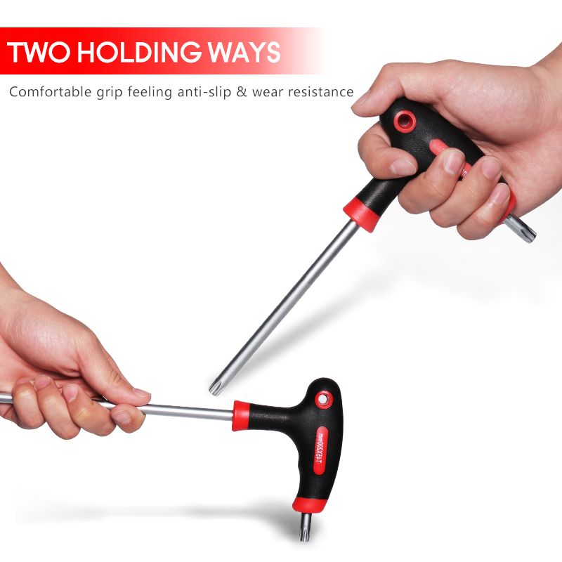 (Ball-end)QUK T-Handle Hexagon Wrench 10 Pcs Set Universal Allen Key Torx Ball Spanner Screw Nut Driver For AutoMobile Repair Hand Tool
