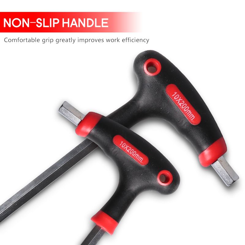 (Ball-end)QUK T-Handle Hexagon Wrench 10 Pcs Set Universal Allen Key Torx Ball Spanner Screw Nut Driver For AutoMobile Repair Hand Tool