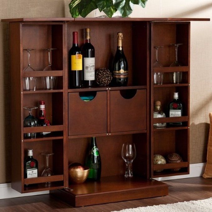 Trinity Walnut Fold-away Bar Cabinet - Brown  (Lagos Delivery Only)