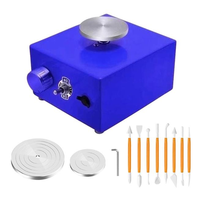 Mini Electric Pottery Wheel With Tray Forming Machine Speed Blue