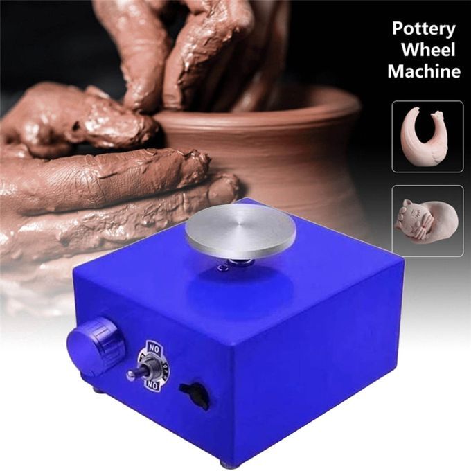 Mini Electric Pottery Wheel With Tray Forming Machine Speed Blue