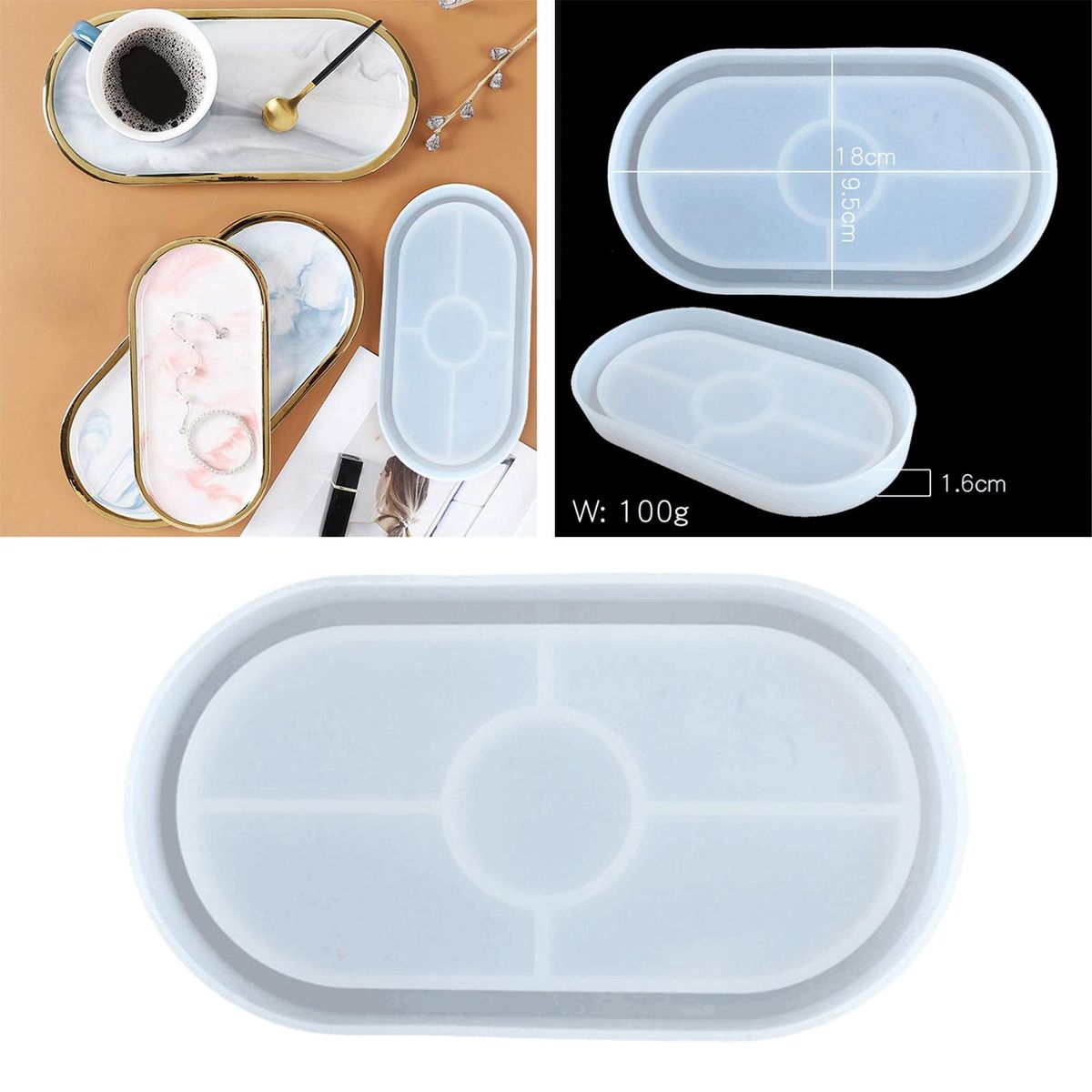 Silicone   Coaster Tray Molds Epoxy Resins Rolling Tray Mould
