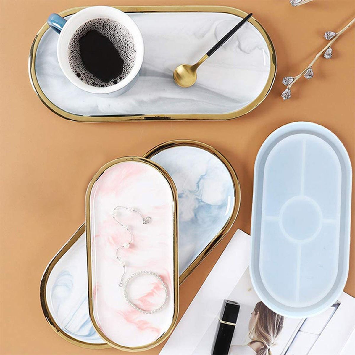 Silicone   Coaster Tray Molds Epoxy Resins Rolling Tray Mould