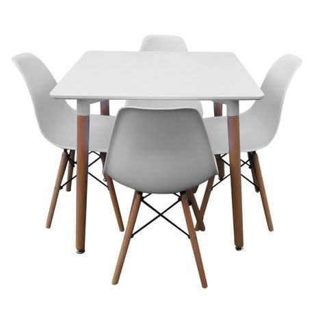 Square Dinning Table + 4 Strong Plastic Seat Chairs