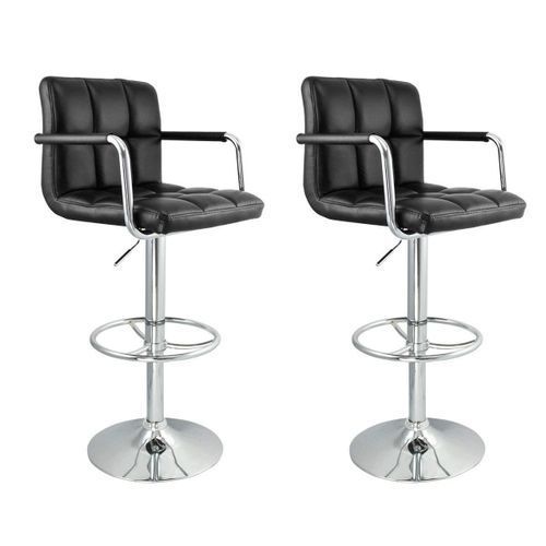 MJ6 Adjustable Swivel Bar Stool With Chrome Base - Set Of 2