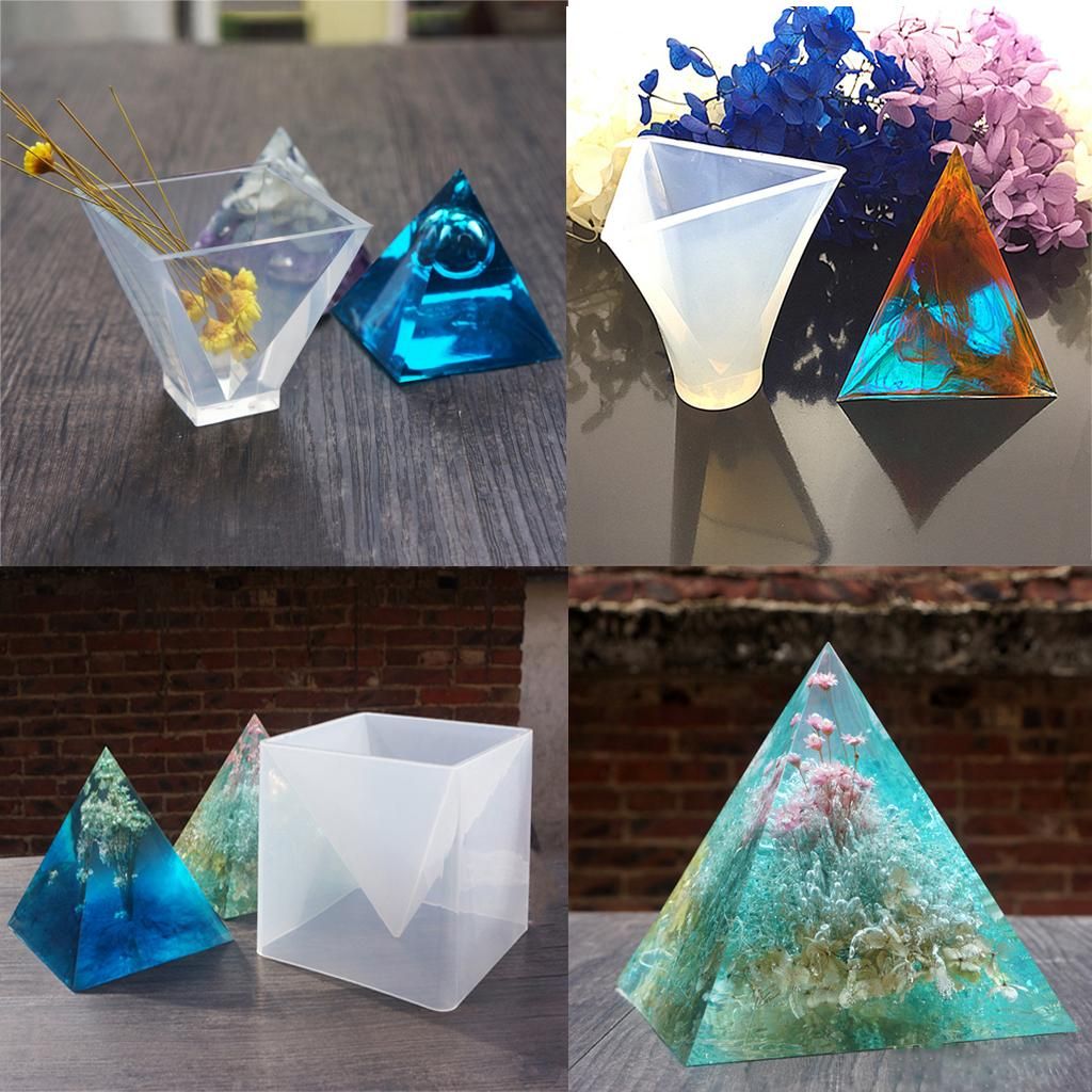 3x Pyramid Silicone Mold Resin Jewelry Making Mould Epoxy Clear