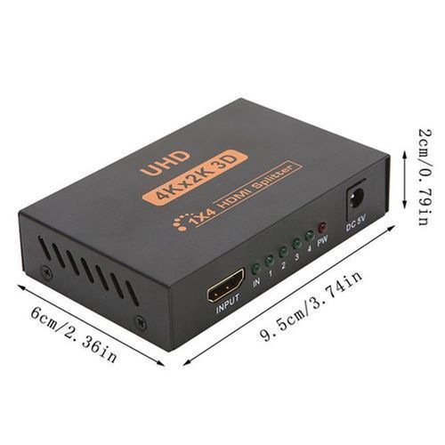 Ultra HD 4K 4 Port HDMI Splitter 1x4 Repeater Amplifier 1080P 3D Hub 1 In 4 Out