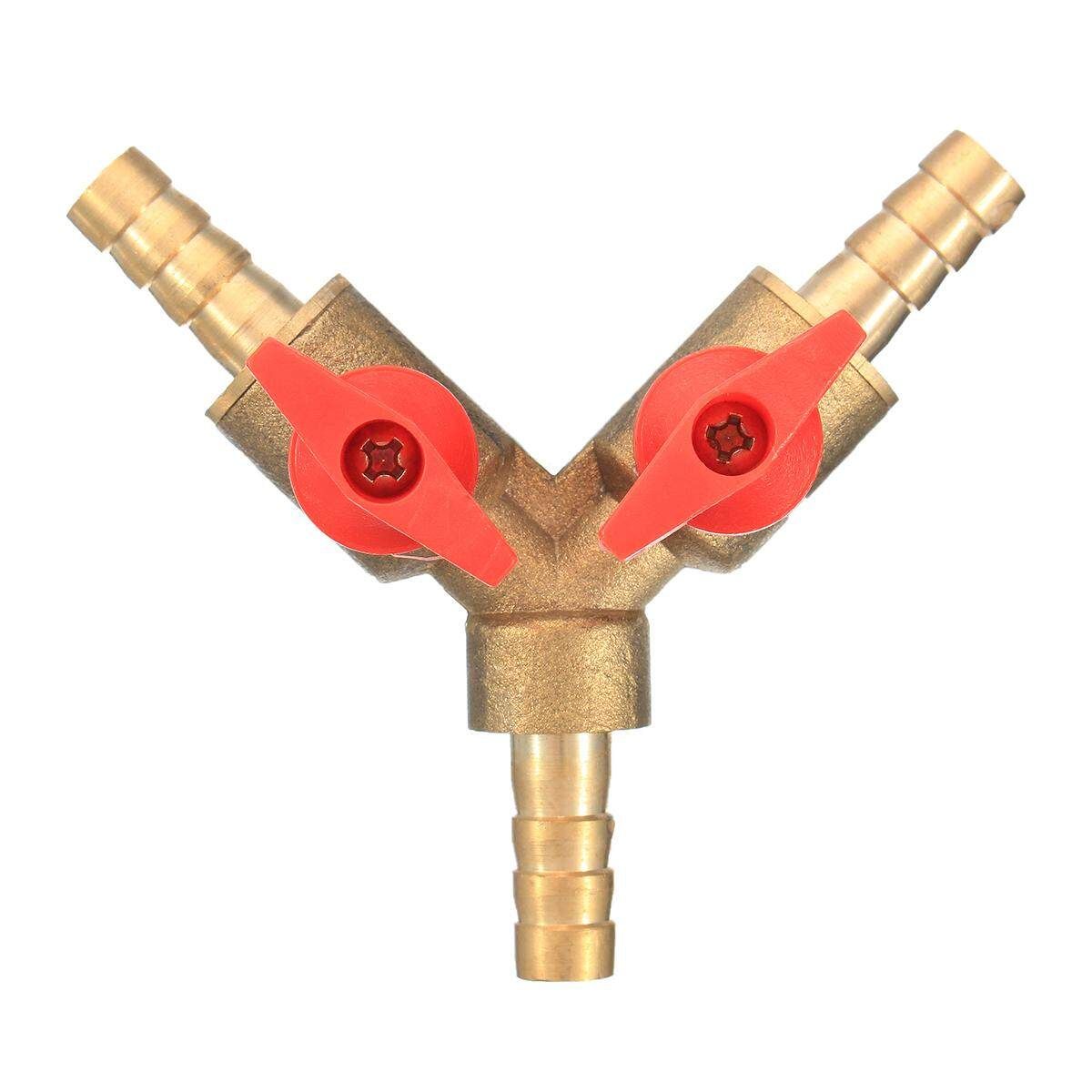 5/16" 8mm Brass Y 3-Way Shut Off Ball Valve Fitting Hose Barb F Uel Gas CLAMP Tee