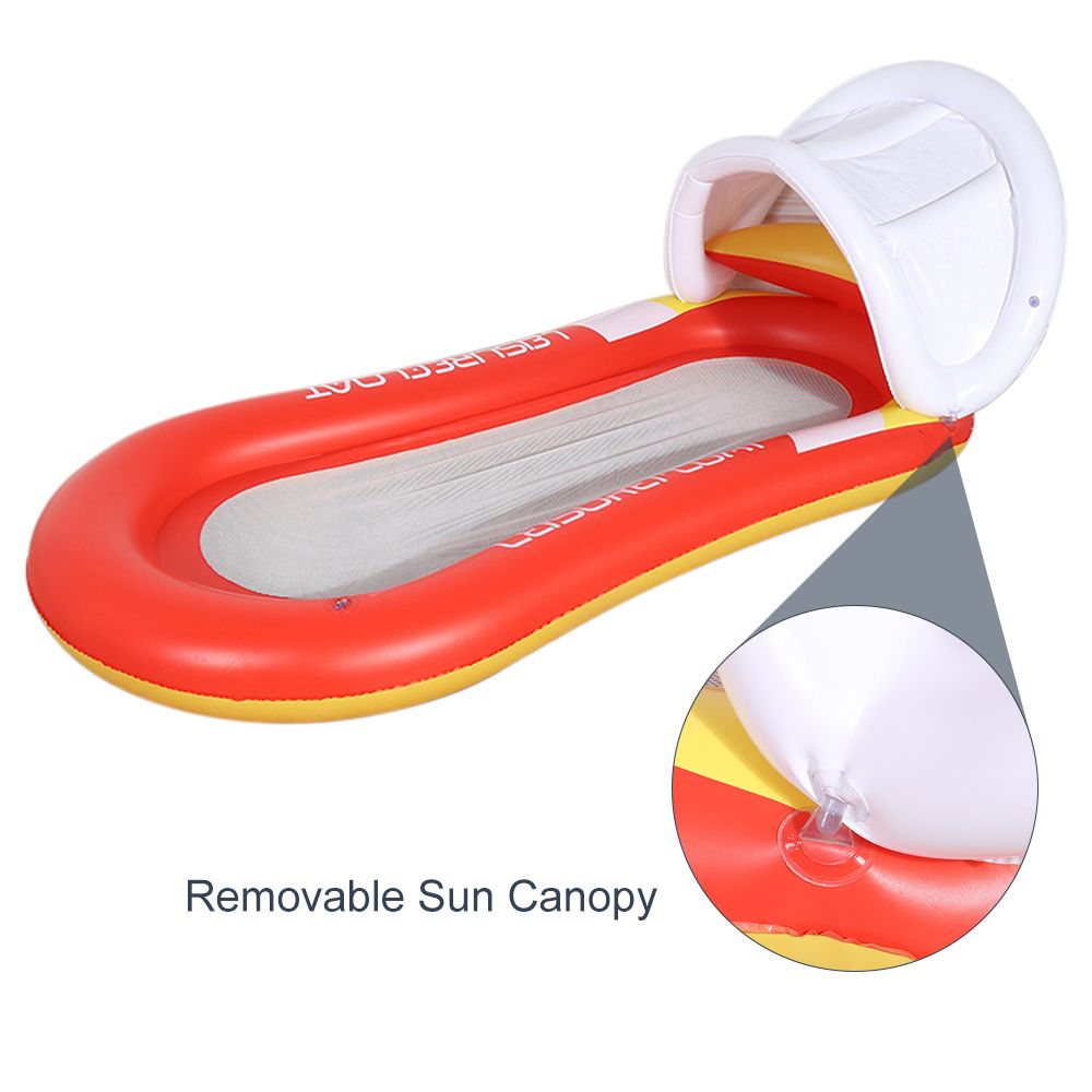 Inflatable PVC Pool Float With Canopy Swimming Pool Lounger