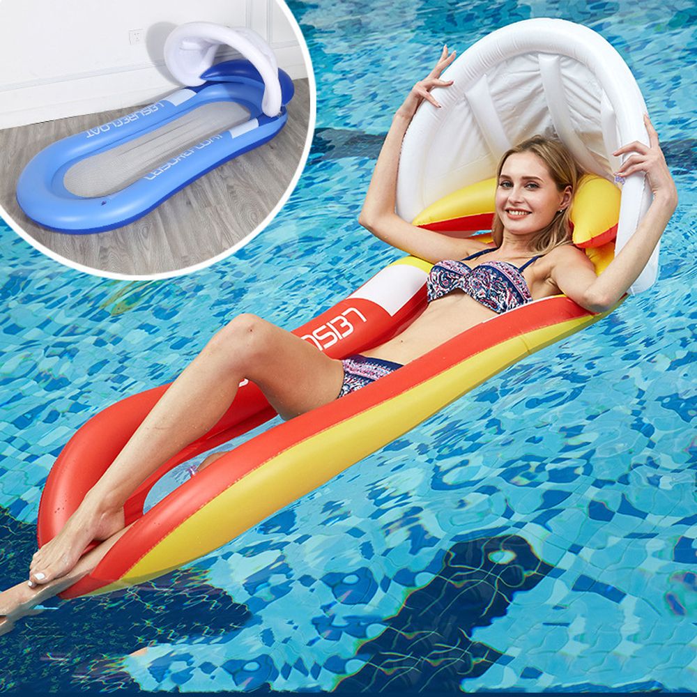 Inflatable PVC Pool Float With Canopy Swimming Pool Lounger