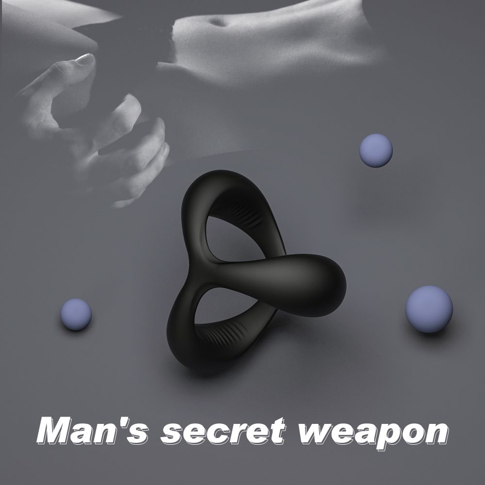 Silicone Phallus Dual Ring Stimulating Grain Lock Rings