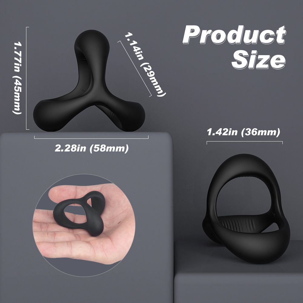 Silicone Phallus Dual Ring Stimulating Grain Lock Rings