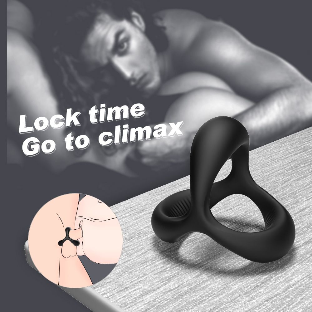 Silicone Phallus Dual Ring Stimulating Grain Lock Rings