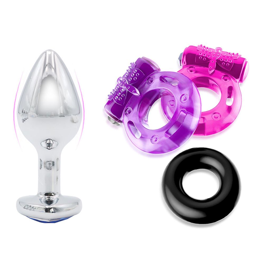 Silicone Phallus Dual Ring Stimulating Grain Lock Rings