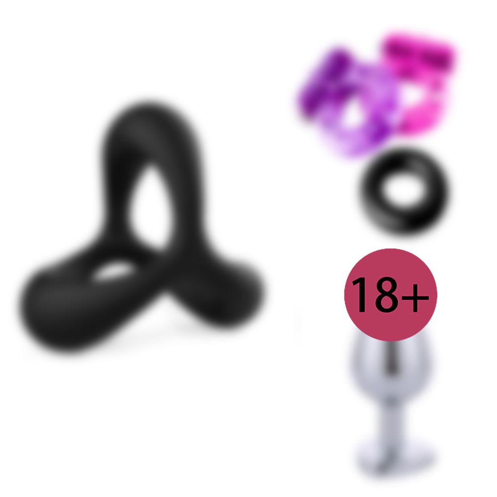 Silicone Phallus Dual Ring Stimulating Grain Lock Rings