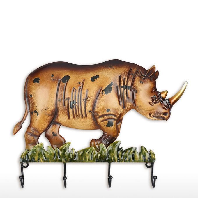 Tooarts Rhino Wall Hook Decorative Iron Hanger Wall Mounted-