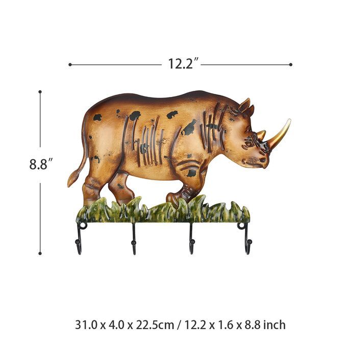 Tooarts Rhino Wall Hook Decorative Iron Hanger Wall Mounted-
