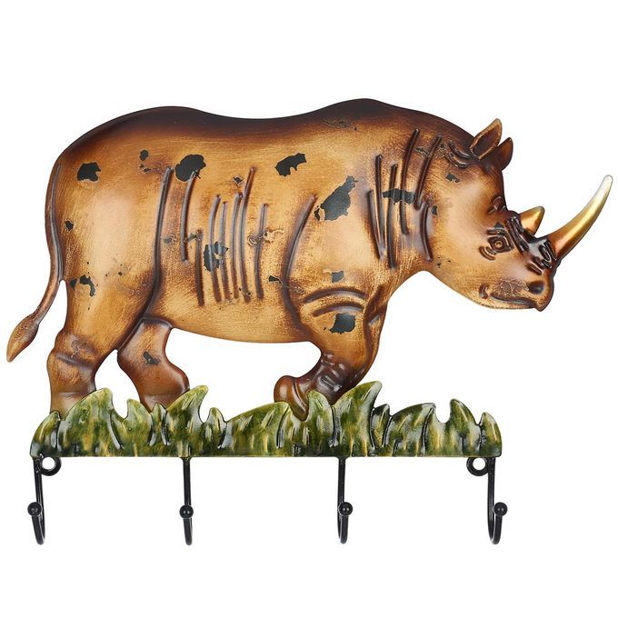 Tooarts Rhino Wall Hook Decorative Iron Hanger Wall Mounted-
