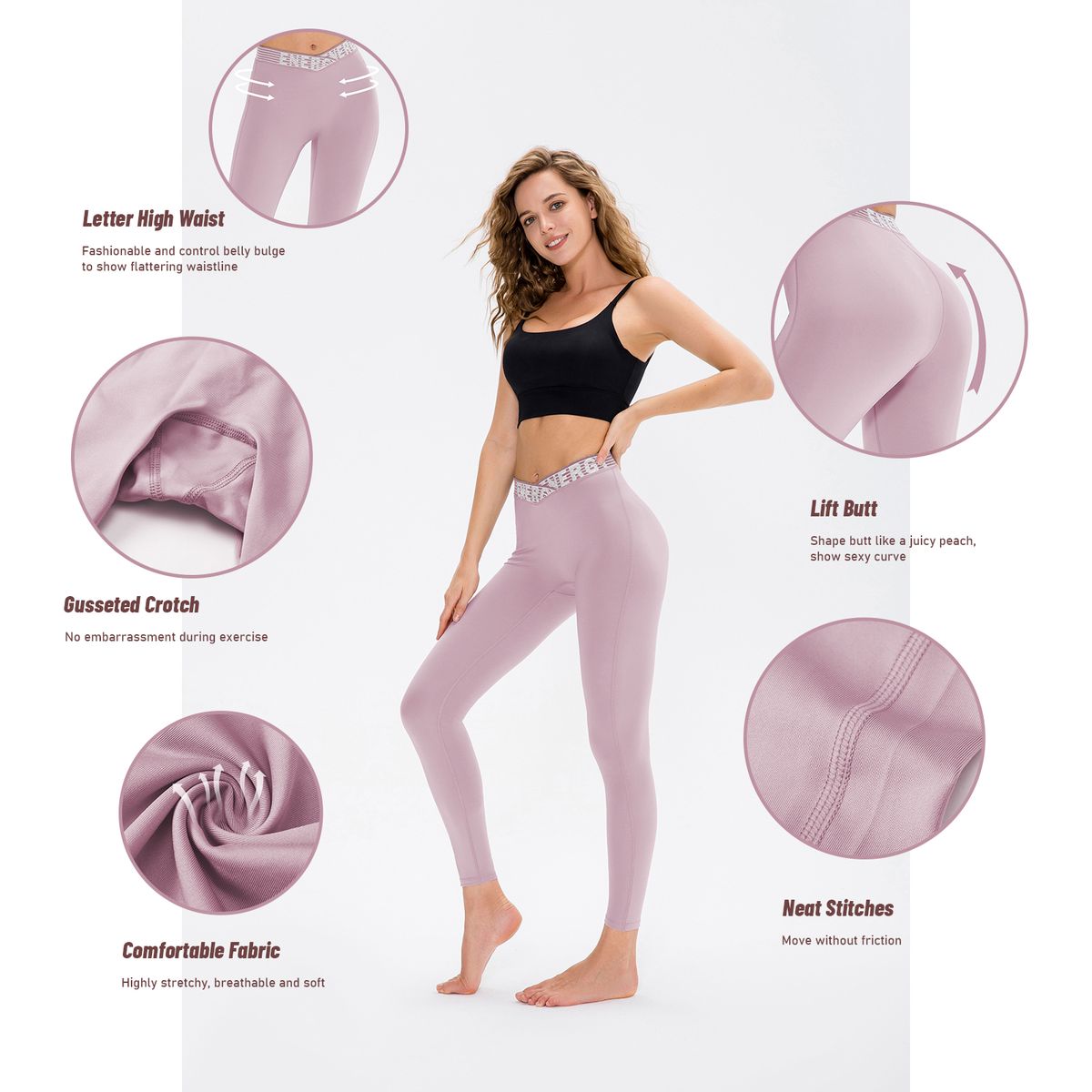 Workout Legging For Women Letter Print Quick Dry High