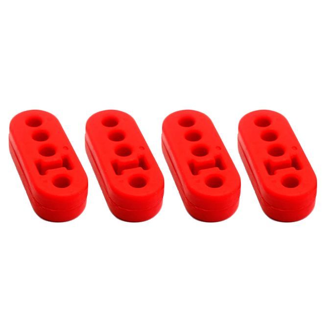 4Pcs 4 Holes Auto Car Rubber Exhaust Tail Pipe Mount-Red