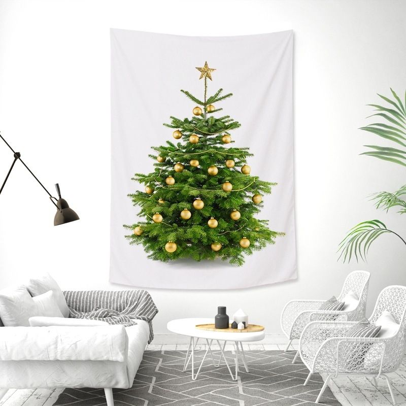 Rectangular Christmas Tree Peach Skin Tapestry Mural Christmas Decoration Tapestry, Size: 145x215cm(9)
