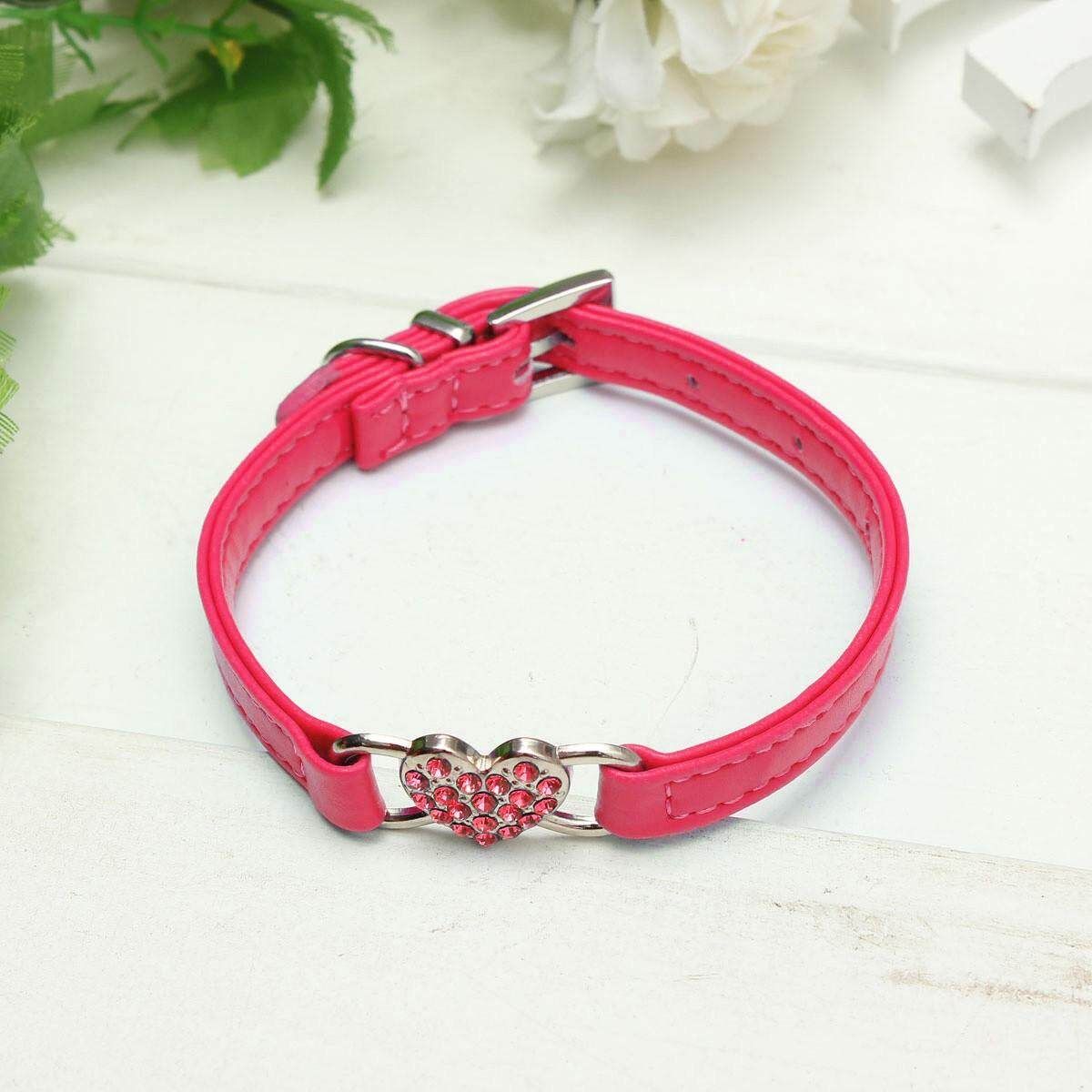 Dog Diamond Pet Rhinestone Puppy Collar Crystal PU Leather Bling Cat E+1231352293097 M