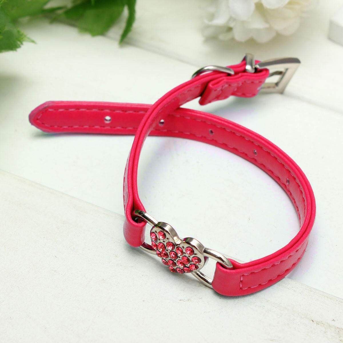 Dog Diamond Pet Rhinestone Puppy Collar Crystal PU Leather Bling Cat E+1231352293097 M