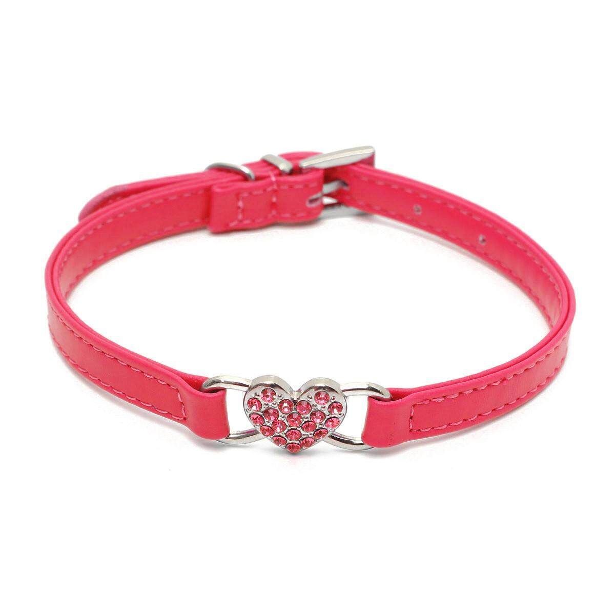 Dog Diamond Pet Rhinestone Puppy Collar Crystal PU Leather Bling Cat E+1231352293097 M