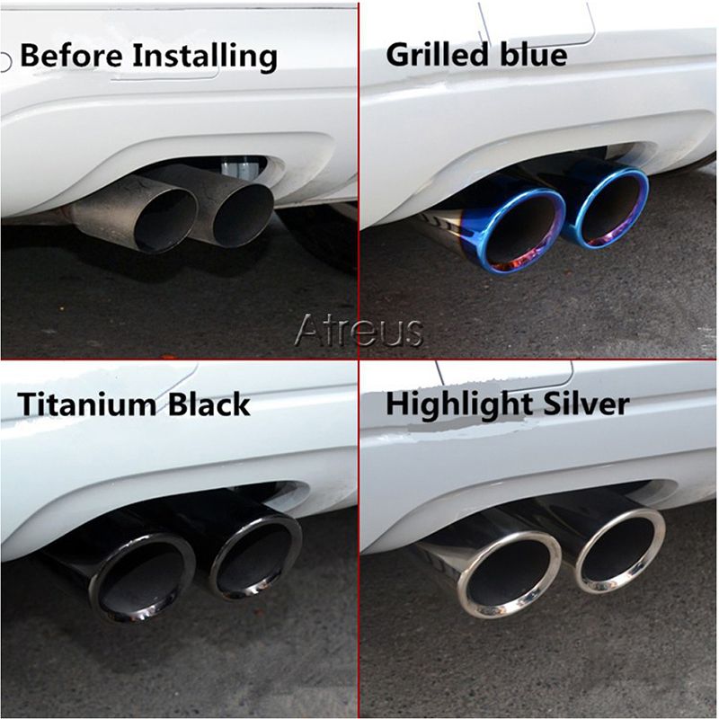 Atreus 2pcs Car Exhaust Tip Muffler Pipe Cover For Audi A4