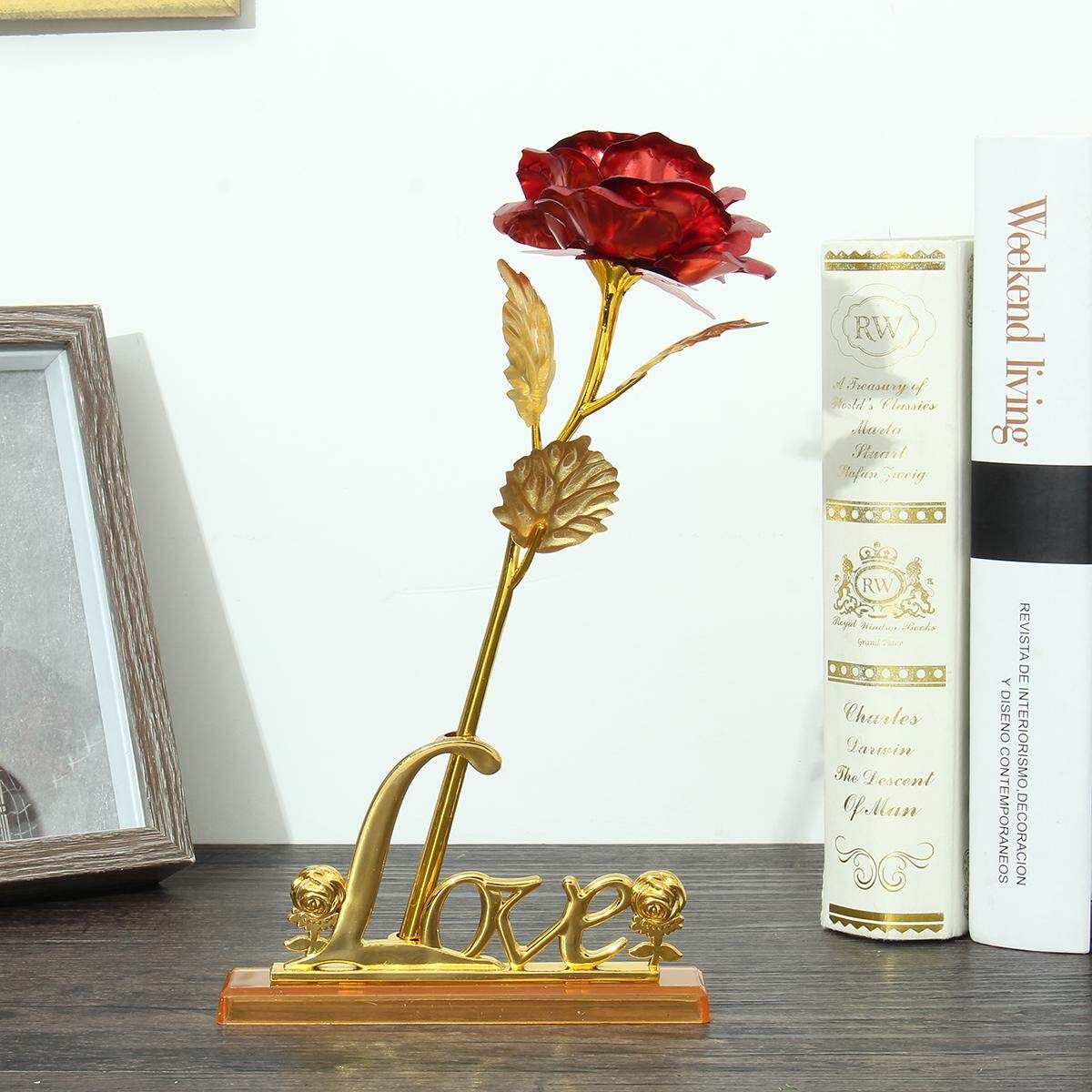 Foil Plated Rose Romantic Birthday Valentine's Day Gift Flower Floral Red (red)