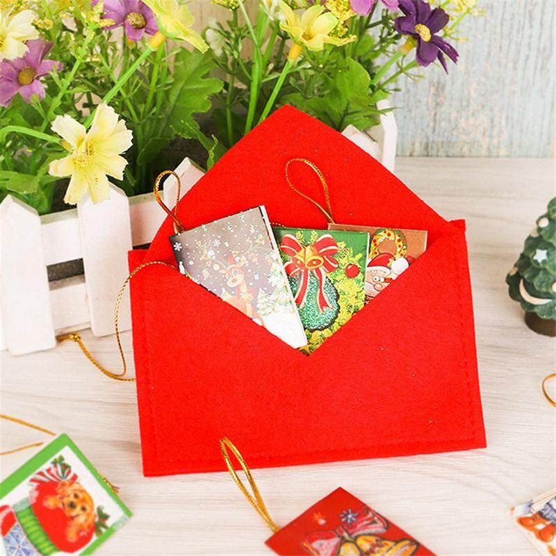 New Red 10pcs/Lot Christmas Envelope Christmas Greeting Cards Candy Bag Perfect Christmas Gifts For Friends Christmas Supplies