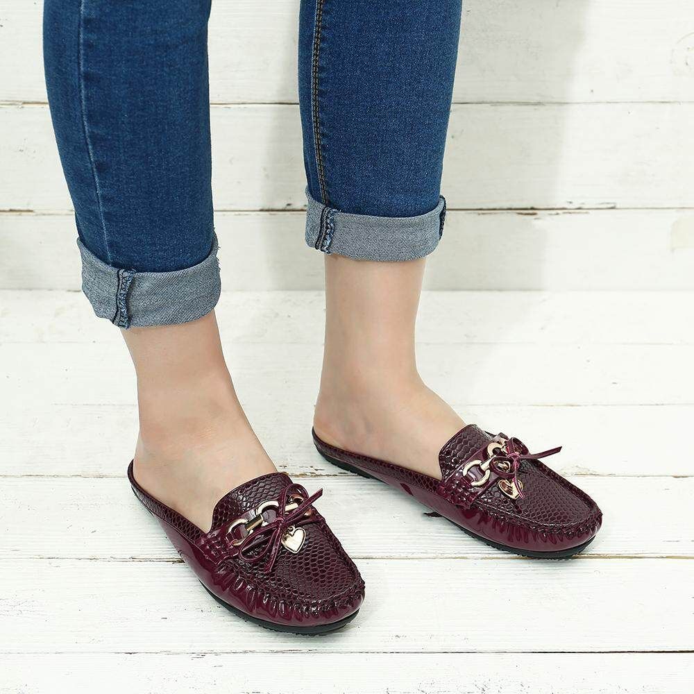 2019 Women Shoes England Peas And A Half Slippers Men's Korean Casual Shoes Wild Trend A Pedal Student Shoes Red {41}