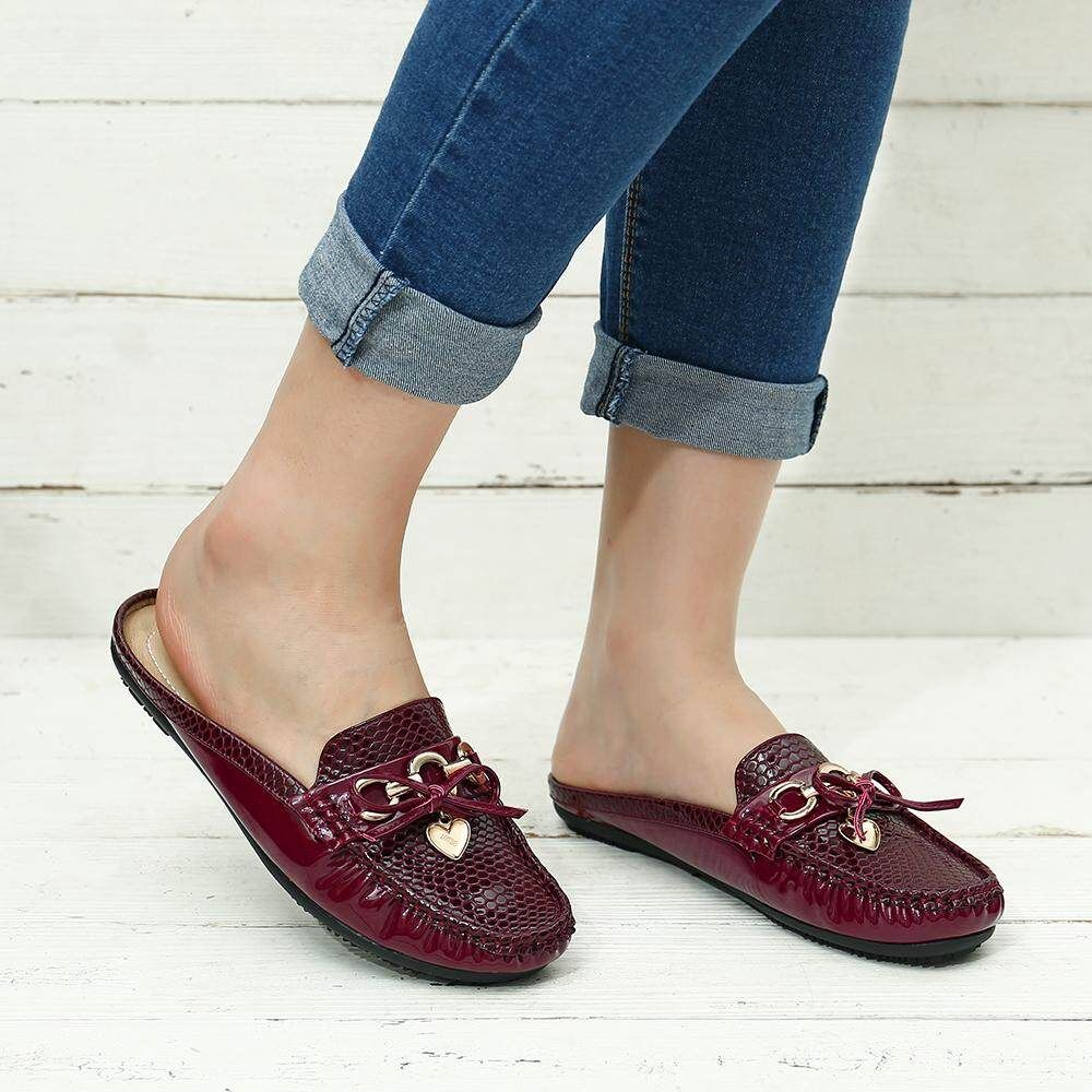 2019 Women Shoes England Peas And A Half Slippers Men's Korean Casual Shoes Wild Trend A Pedal Student Shoes Red {41}