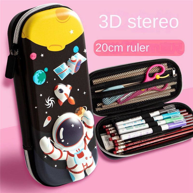 3D Girls Pencil Case Cute Stationery Box EVA Pencil Box Cartoon Animal Pen Case Children School Supplies Storage Box D