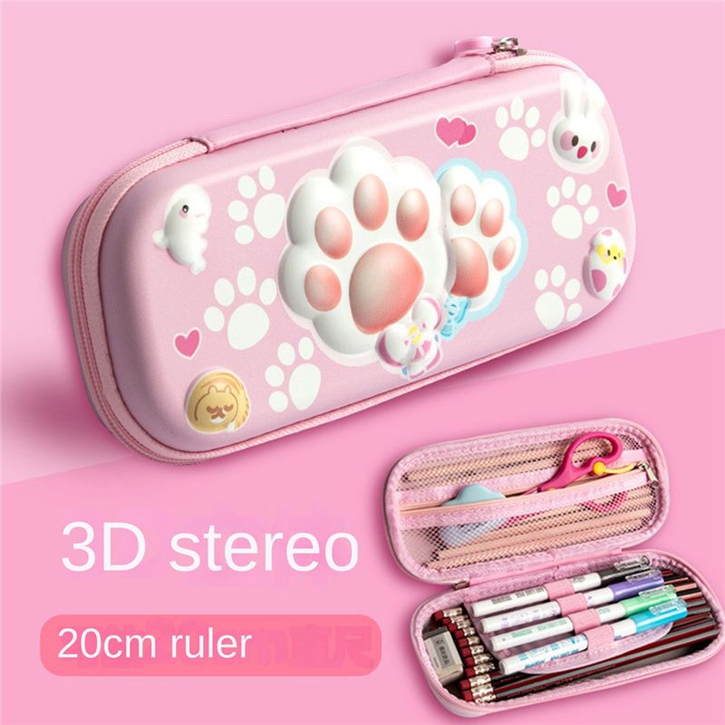 3D Girls Pencil Case Cute Stationery Box EVA Pencil Box Cartoon Animal Pen Case Children School Supplies Storage Box D