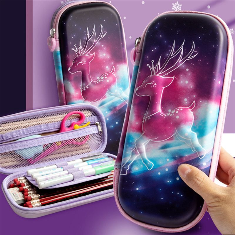 3D Girls Pencil Case Cute Stationery Box EVA Pencil Box Cartoon Animal Pen Case Children School Supplies Storage Box D